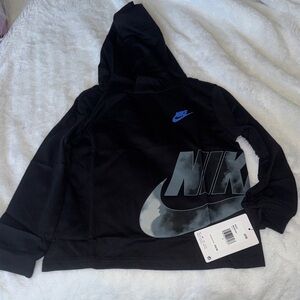 Nike Black Kids Hoodie with Blue Logo